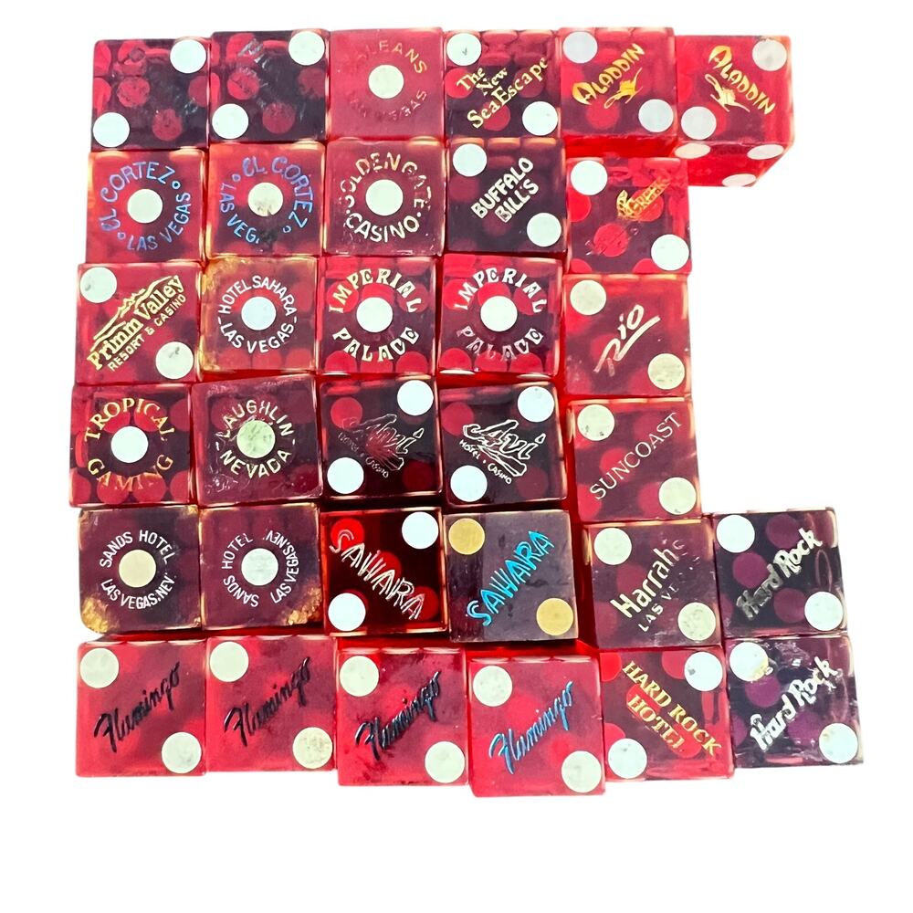 Assorted Las Vegas Retro Eclectic Vintage Red Casino Table Played Dice Lot 33
